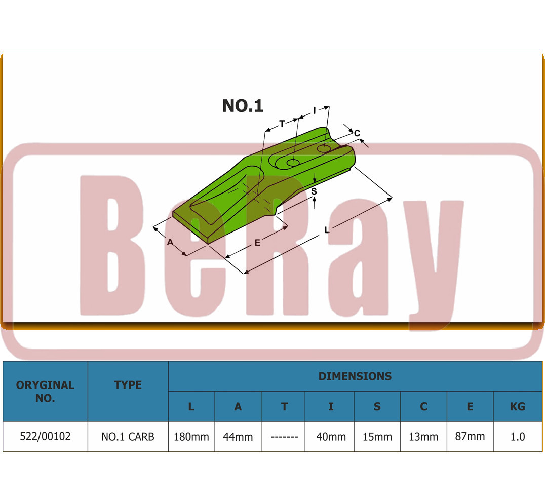 Middle Tooth Unit for Mini-Excavator JCB 192M4417, 522/00102 - Bucket Teeth