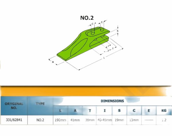 Center Tooth for JCB / CAT / TEREX Mini Excavators - Bucket Teeth